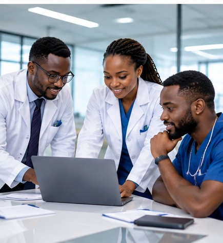 Healthcare professionals working together